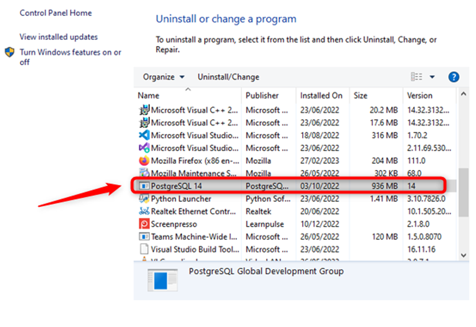 how to completely uninstall postgresql windows 10