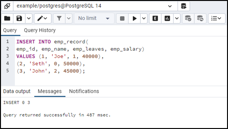 Postgresql Not Exists Insert